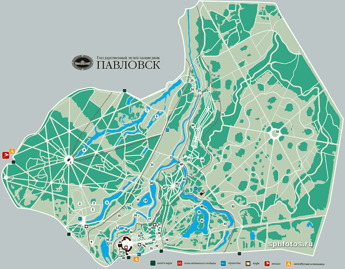 Карта (план-схема) Павловского парка